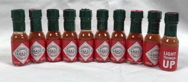 10 Mini Tabasco Original Pepper Sauce Real Glass Bottles 1/8 oz 3.7 ml