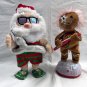 Gemmy Singing Dancing Santa Claus and Gingerbread Man Playing a Guitar