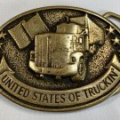 United States of Trucking Brass Belt Buckle Made in USA Dodson Semi Truck United States of Trucking Brass Belt Buckle Made in USA Dodson Semi Truck