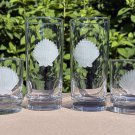 4 Etched Seashell Scallop Shell 14 oz Tall & 8 oz Short Cocktail Glasses Rolf? 4 Etched Seashell Scallop Shell 14 oz Tall & 8 oz Short Cocktail Glasses Rolf?