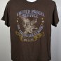 United Parcel Service UPS Distressed Eagle Logo T Shirt Mens Large Brown Cotton