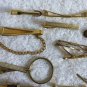27 Tie Clips Clasps Bars Gold Tone Shovel Stones Plain Decorative Dove Scouts