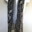 Adult Halloween Black Skulls White Paisley Scarf Wrap Gray Polyester fringed end