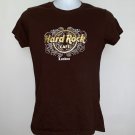 Hard Rock Cafe London t shirt Juniors Large Brown Gold logo Cotton Hard Rock Cafe London t shirt Juniors Large Brown Gold logo Cotton