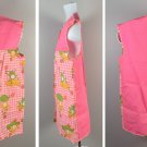 Kitchen Apron Art Smock Happy Frogs Gingham Pink Flowers Womens Medium Cotton Kitchen Apron Art Smock Happy Frogs Gingham Pink Flowers Womens Medium Cotton