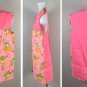 Kitchen Apron Art Smock Happy Frogs Gingham Pink Flowers Womens Medium Cotton