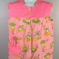 Kitchen Apron Art Smock Happy Frogs Gingham Pink Flowers Womens Medium Cotton