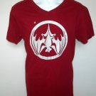 Bacardi Rum Bat Logo V Neck T Shirt Mens Large dark red 100% cotton Bacardi Rum Bat Logo V Neck T Shirt Mens Large dark red 100% cotton