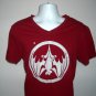 Bacardi Rum Bat Logo V Neck T Shirt Mens Large dark red 100% cotton
