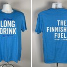 The Finnish Long Drink Legend of 1952 Finnish Fuel T Shirt Mens Medium Blue