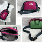The North Face Roo Fanny Pack Cross Body Bag Fuchsia Green Zippered Compartments The North Face Roo Fanny Pack Cross Body Bag Fuchsia Green Zippered Compartments