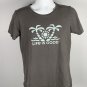 Life is Good Palm Trees Beach Ocean Sunset Crusher T Shirt Womens Medium Gray