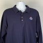 Amoco Gas Station Long Sleeve Polo Shirt Mens Large Cotton Blue Logo Patch