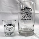 2 Jack Daniels Tennessee Whiskey Old No 7 Glasses 10 oz Hi Ball & 1 oz Shot 2 Jack Daniels Tennessee Whiskey Old No 7 Glasses 10 oz Hi Ball & 1 oz Shot