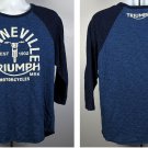 Triumph Bonneville Motorcycles Raglan T Shirt Mens Large Blue Lucky Brand