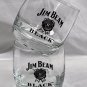 2 New Etched Jim Beam Black Bourbon Whiskey Glasses 8 oz + Wooden Tray