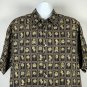 Tori Richard Button Front Shirt Mens XL Palms Trees Cotton Black Block Design
