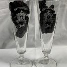 2 Storz Beer 75th Anniversary Beer Tapered Glasses 1951 Etched Family Crest