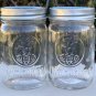 2 Slim Chickens Restaurant Mason Jar Cocktail Glasses 12 oz Embossed with Lids