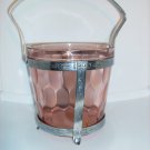 Hex Optic Pink Ice bucket Jeannette Glass