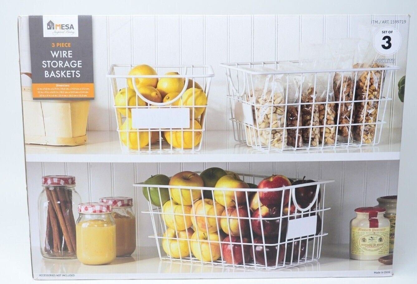 Mesa Set of 3 Wire Storage Baskets White