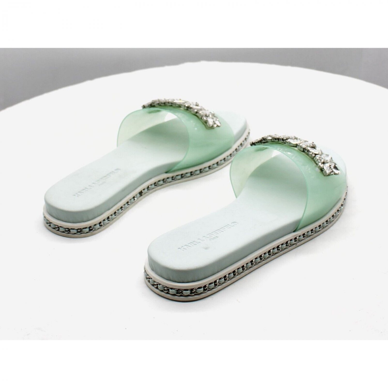 Karl Lagerfeld Paris Women's Bijou Embellished Slide Sandals for Women