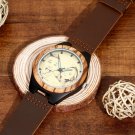 Men's Custom Made Engraved Photo Wooden Watch Brown Leather Strap