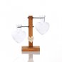 Heart Shape Clear Glass Hydroponic Flower Vase / Wooden Stand