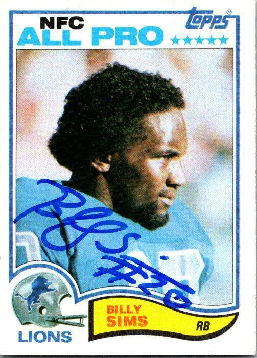 Billy Sims Signed 1982 Topps Football Card Detroit Lions - #349 E