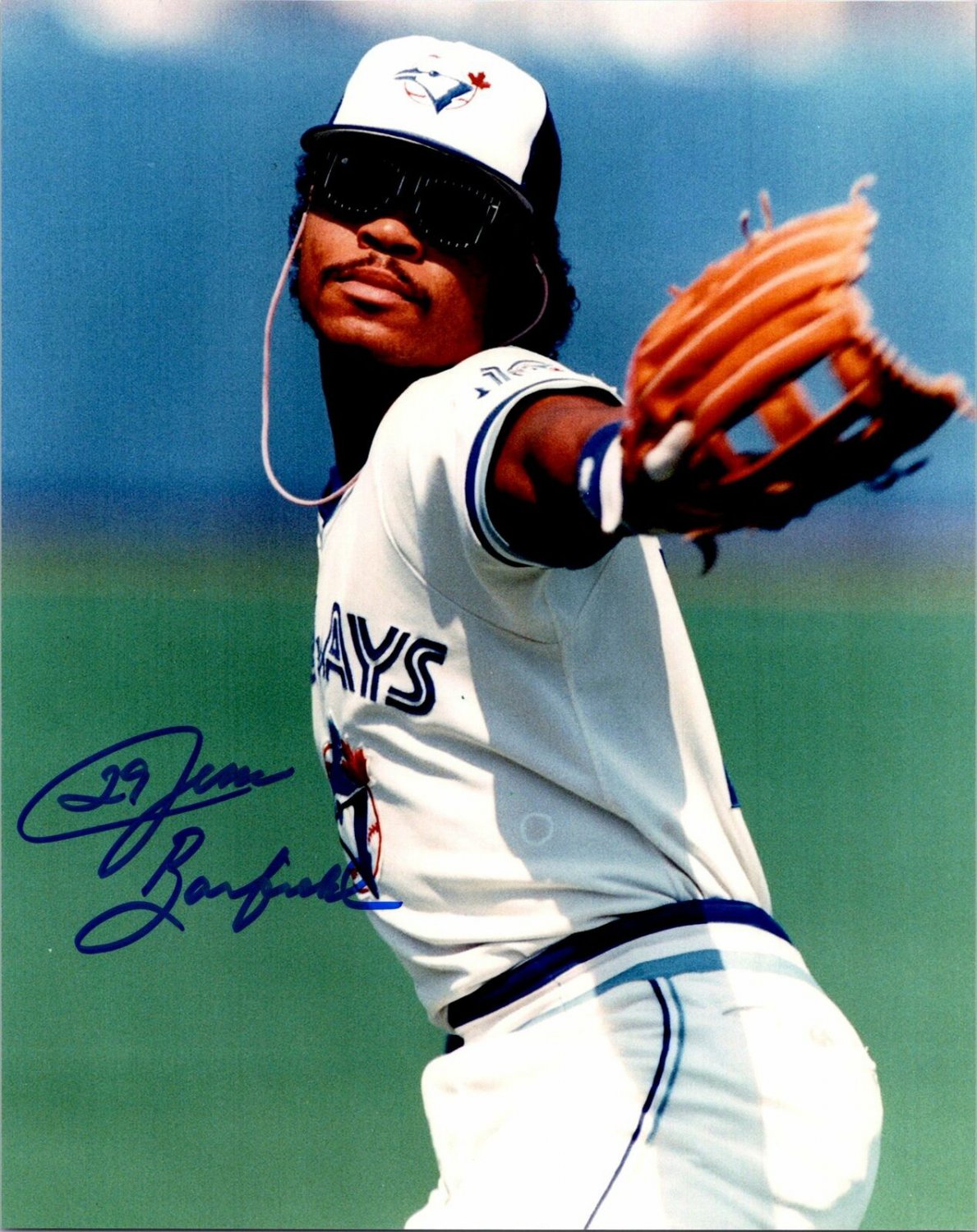 Jesse Barfield Signed 8x10 Photo - Toronto Blue Jays - Throwing - AWM COA