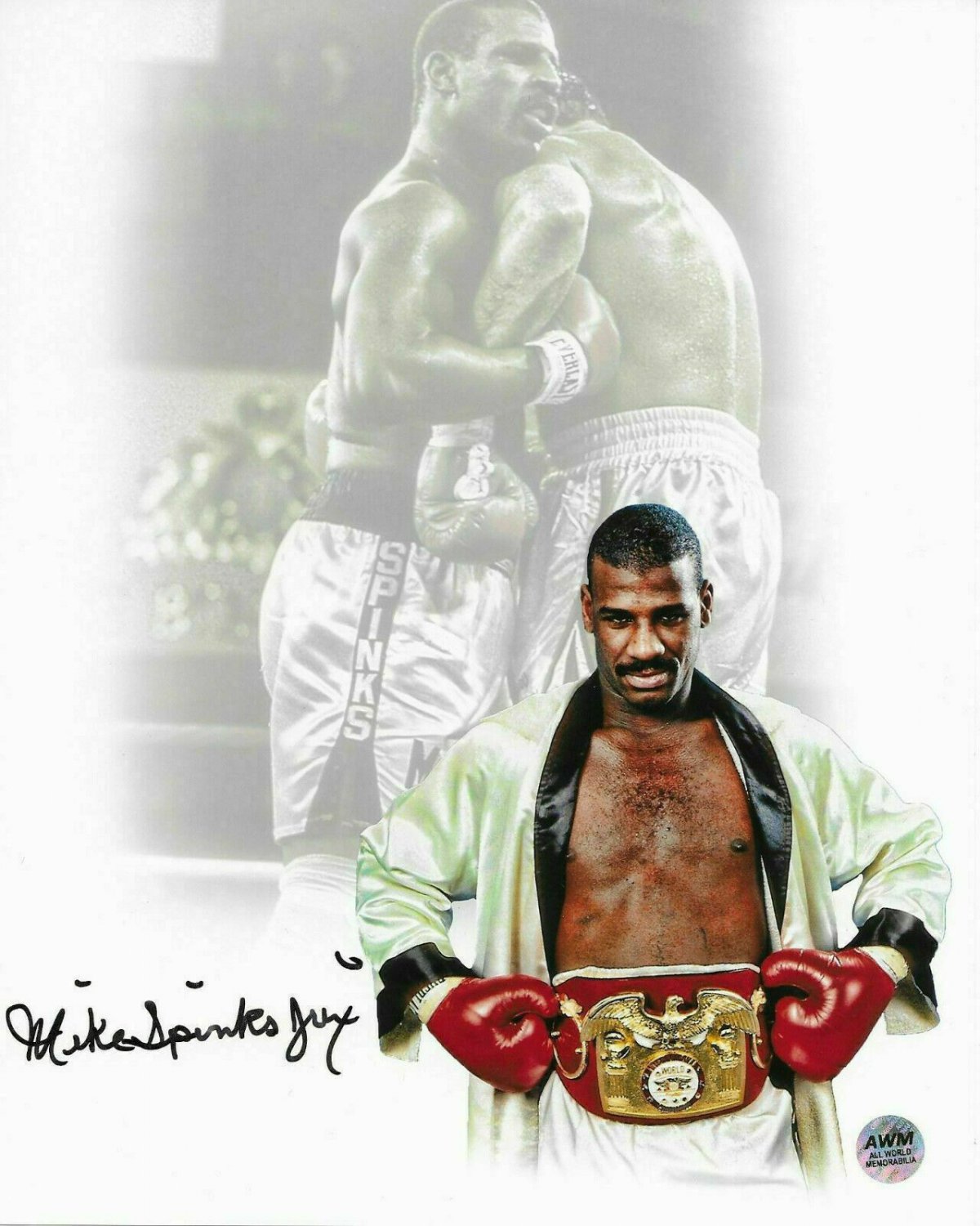 Michael Spinks Signed 8x10 Photo - Boxing Fighter Edit - AWM COA