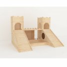 Rabbit Two Towers Turrets With Feeder & Drinking Station Wooden House Shelter