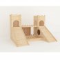 Rabbit Two Towers Turrets With Feeder & Drinking Station Wooden House Shelter