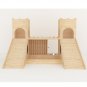 Rabbit Two Towers Turrets With Feeder & Drinking Station Wooden House Shelter