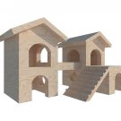 Hamster Two Houses With Balcony Castle Shelter Two Tiered Small Animal Hideout