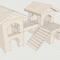 Hamster Two Houses With Balcony Castle Shelter Two Tiered Small Animal Hideout