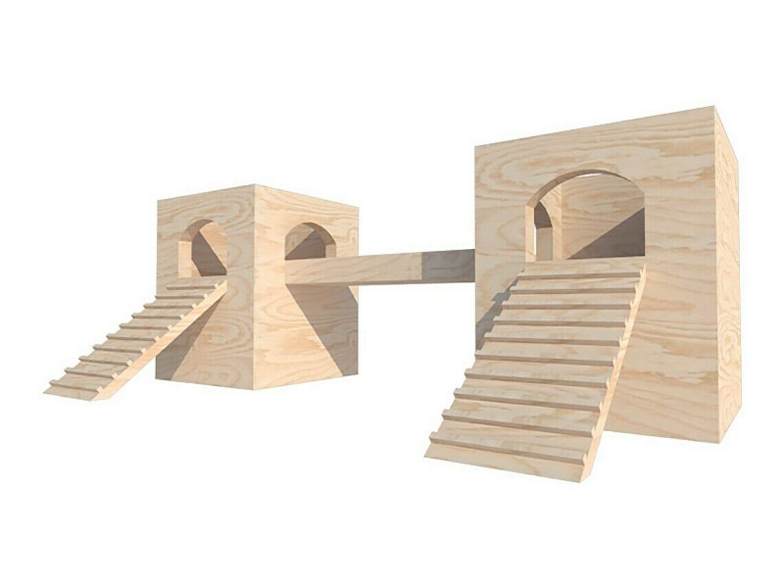 Hamster Two Towers Turrets House Castle Shelter Two Tiered Small Animal Hideout