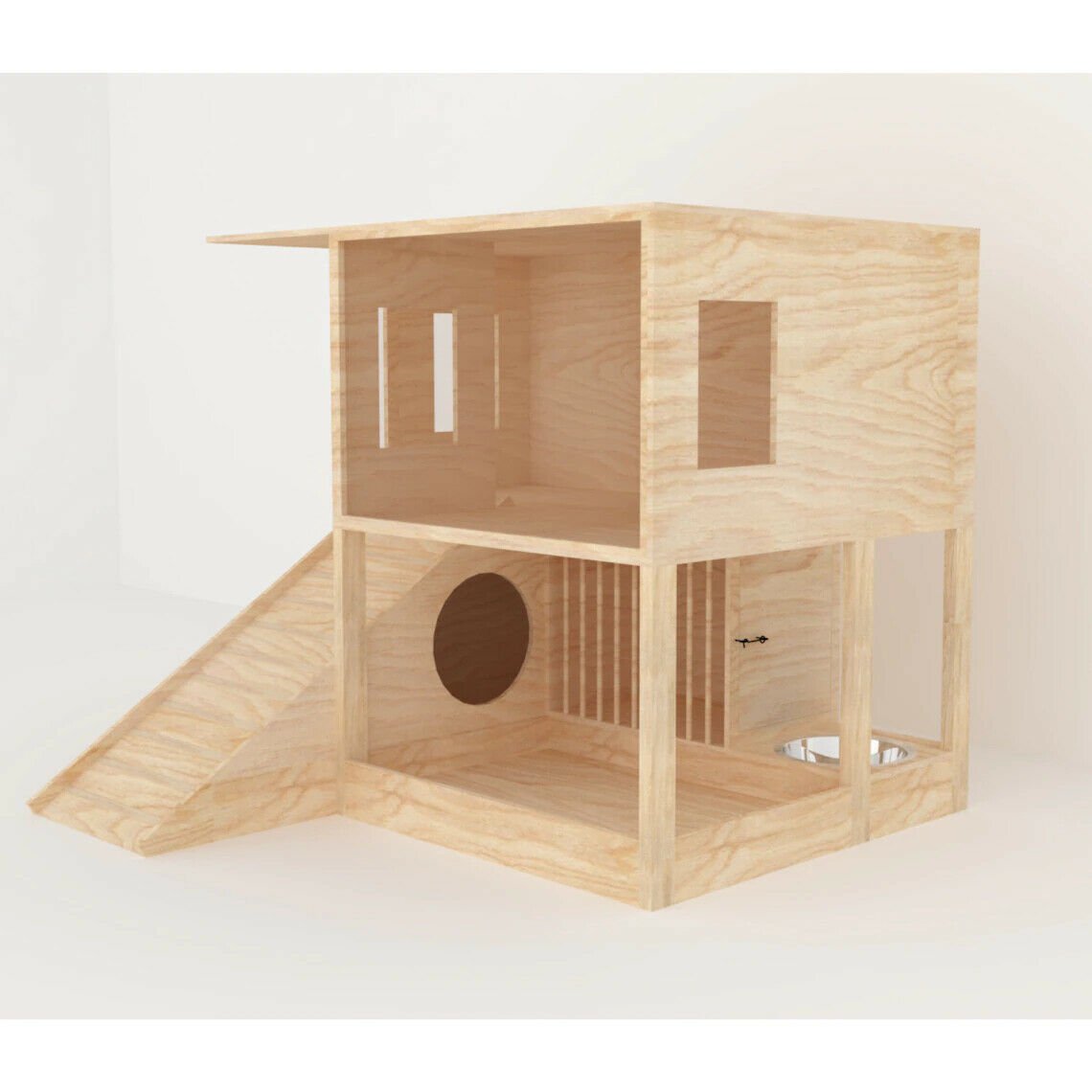 Rabbit House With Feeder Drinking Station Wooden House Shelter Hideout Hideaway