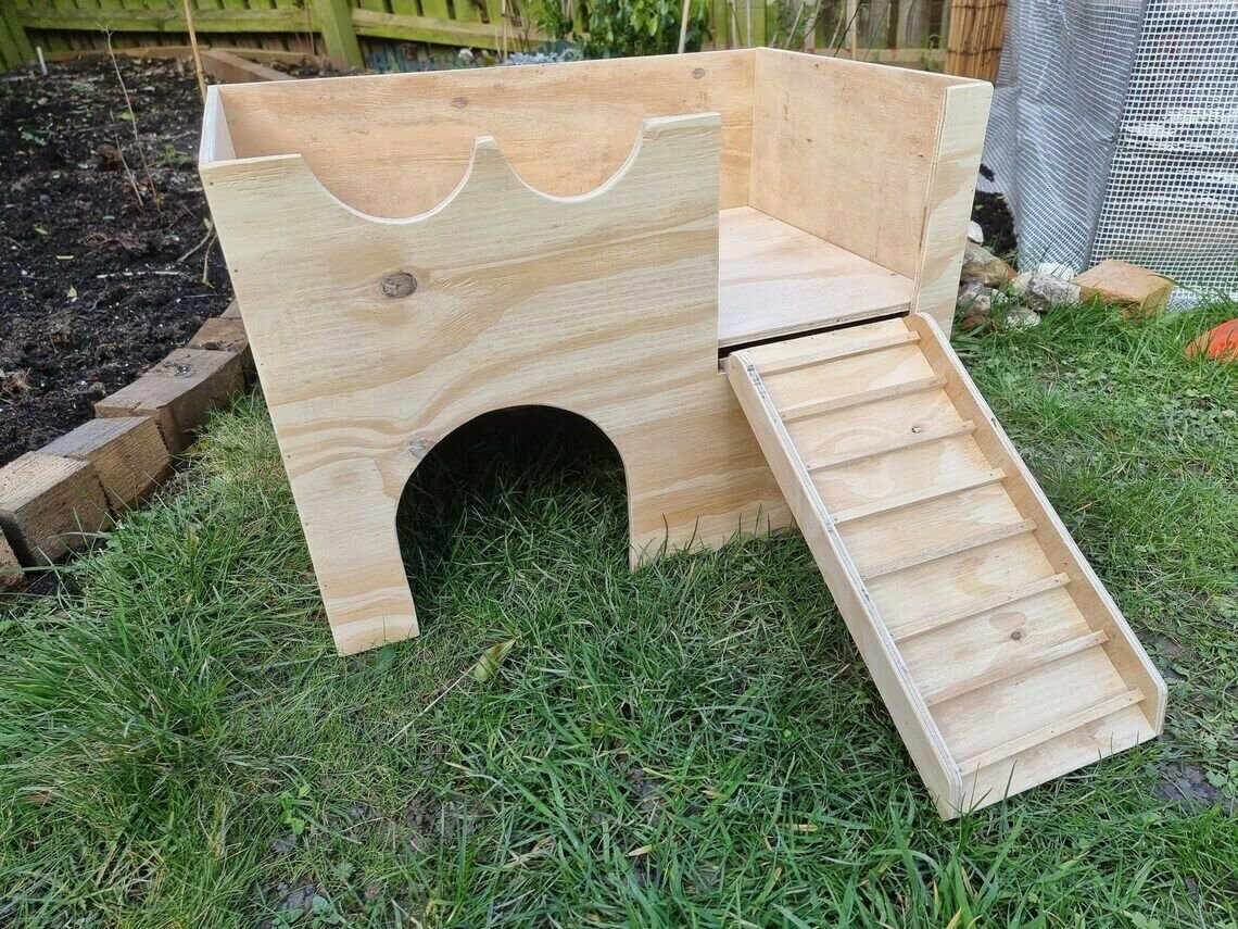 Cat Rabbit Castle Shelter Two Tiered House Hideaway Hutch Playhouse Toy Cage