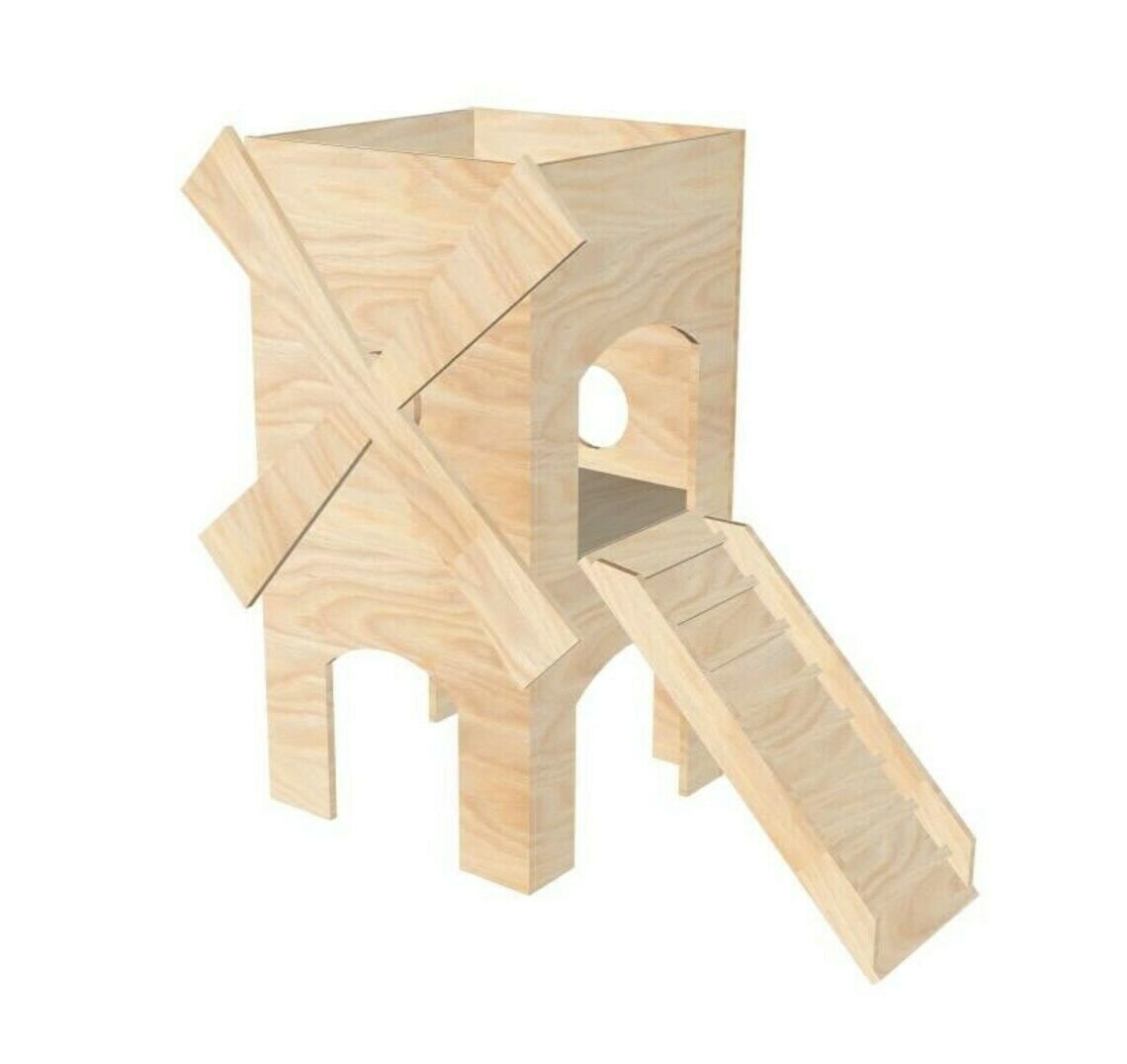 Windmill Guinea Pig House 2Tier Shelter Playhouse Exercise Toy Small Animal