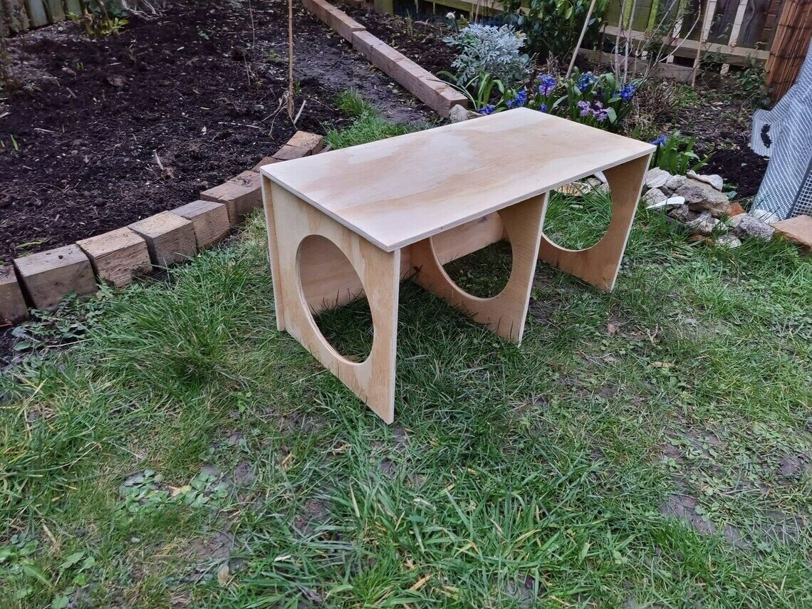 Rabbit Guinea Pig Secret Peep Shed 2-Chamber Hideout Tunnel House Small Animal
