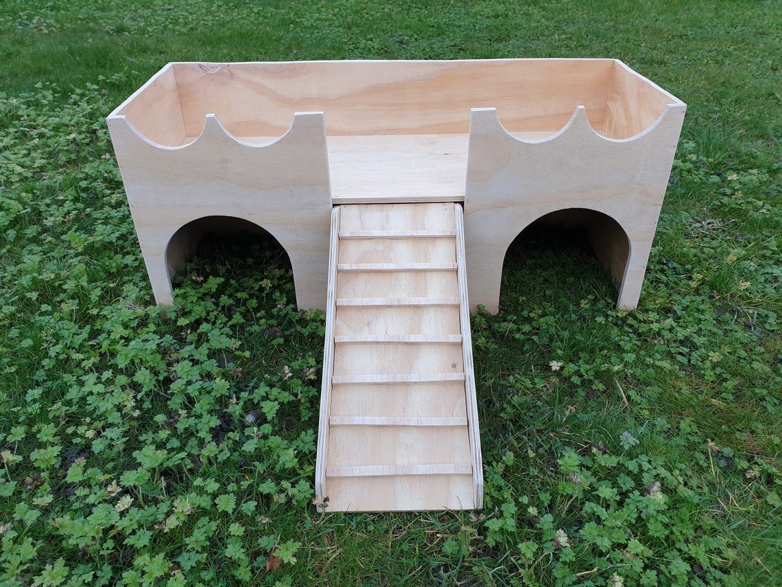 Rabbit large castle shelter two tiered house hideaway exercise toy playhouse cage accessories