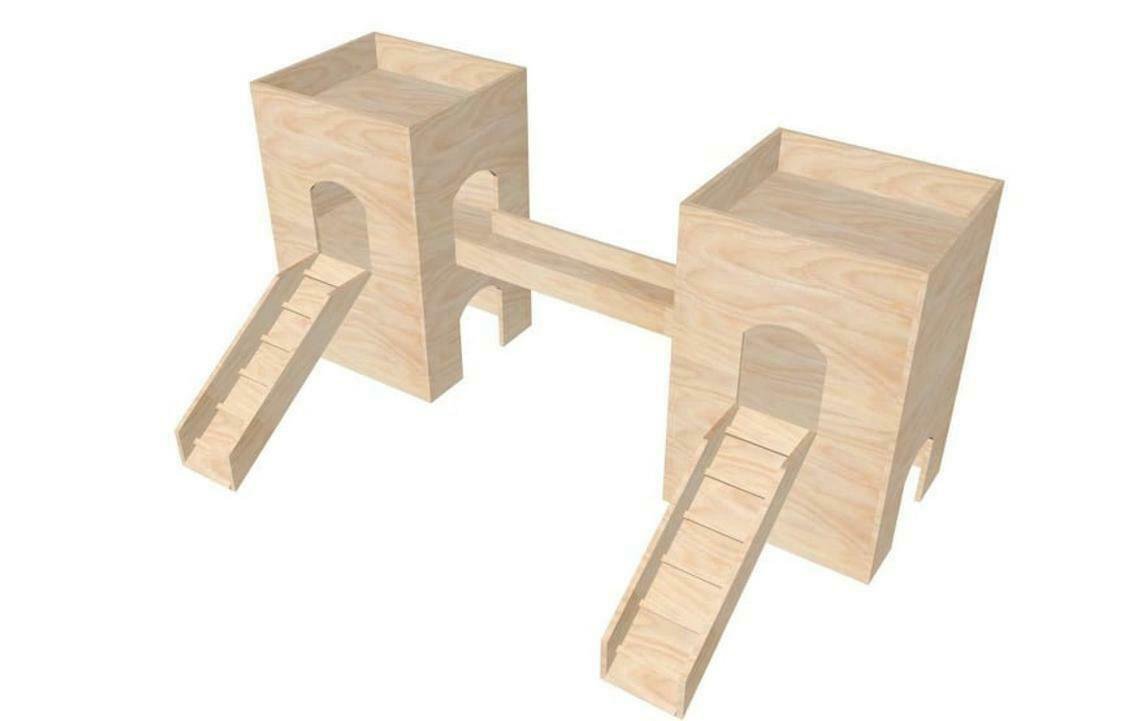 Two tower turrets for guinea pigs play house exercise small animal house