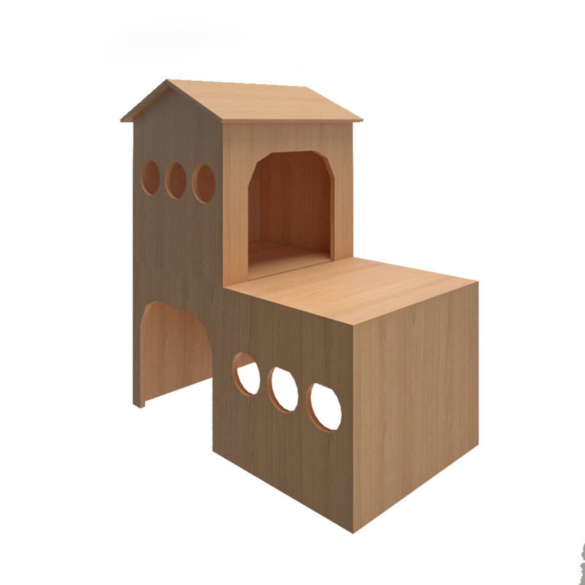Cat two tiered house hideaway playhouse toy furniture accessories
