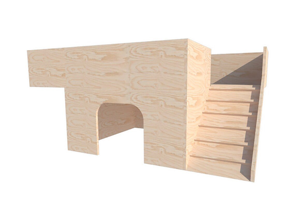 Rabbit house with two side ramps hideout hideaway with ramps exercise hom