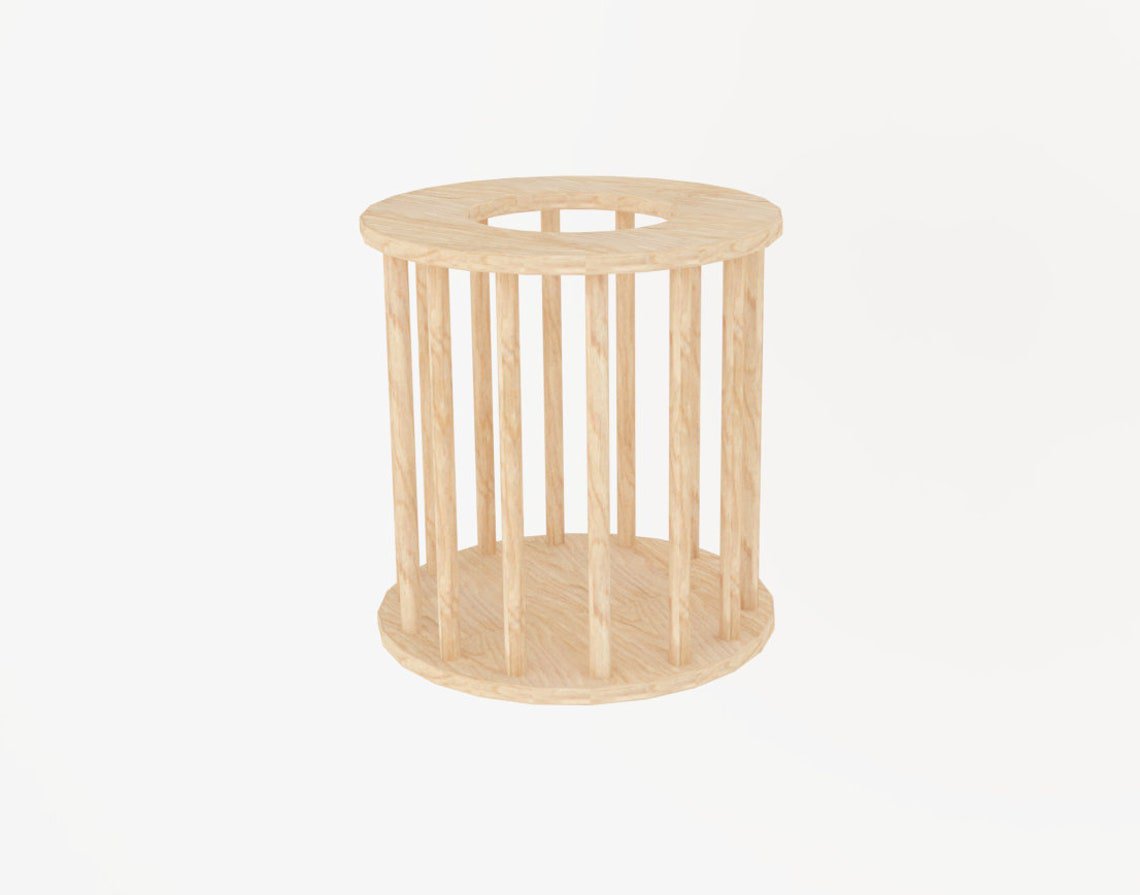 Rabbit Hay Feeder Can, Round Barrel Shape Wooden