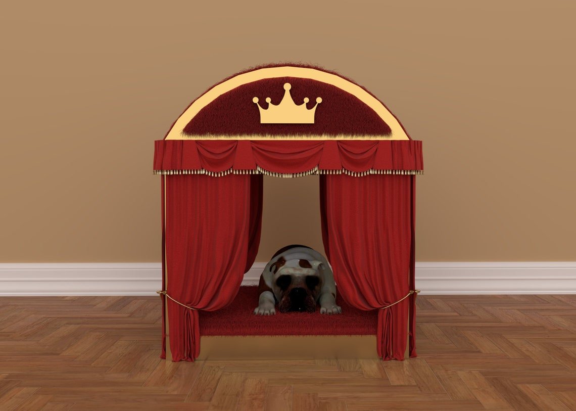 Luxury Dog Bed Canopy, Royalty Deluxe Warming Cuddle Dog Bed