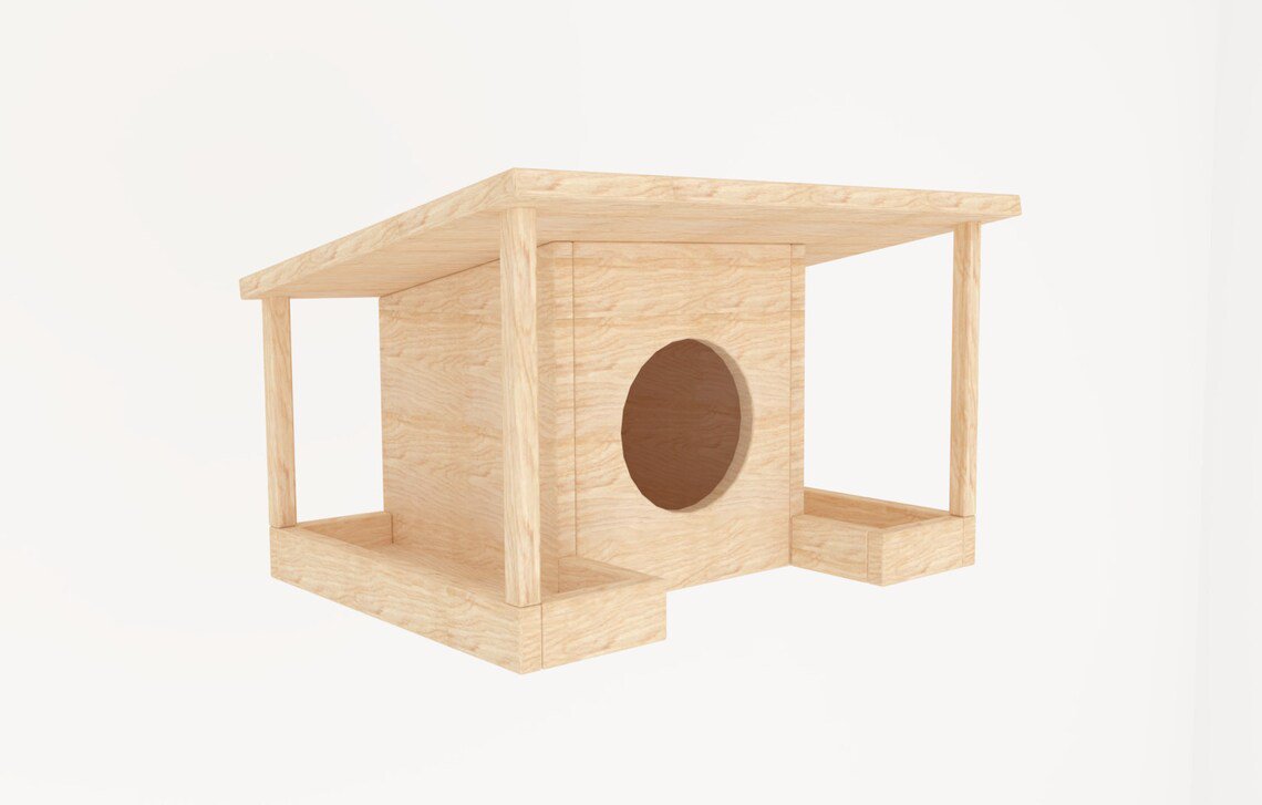 Bird feeder On Each Side Outdoor Wooden Birdhouse Air Vents Fits