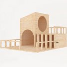 Slanted Roof Rabbit House With Porch and Feeder 2 Openings Shelter