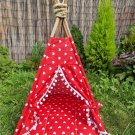 Red Rabbit Teepee White Hearts Print Teepee wigwam tent